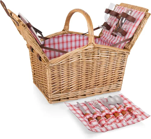 Vista 8 de Picnic Time Piccadilly canasta de pícnic con doble tapa, Colección antología Gris