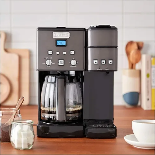 Vista 3 de Cuisinart Cafetera, 12 tazas con 3 cafeteras de tamaño único, 6, 8, 12 onzas, negro/acero inoxidable, SS-15BKSP1