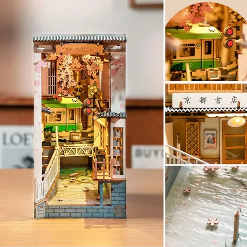 Vista 6 de Rolife Kits de invernadero de casa de muñecas en miniatura de bricolaje y kits de rincón de libro Sakura DIY