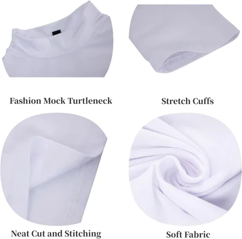 Vista 5 de Rela Bota Camisetas de moda para hombre, camisetas de cuello alto falso, ropa interior térmica, manga larga, ajustada, elástica, básica