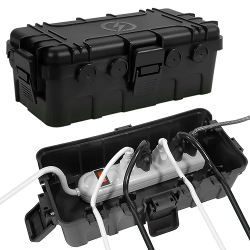 Vista 9 de Caja eléctrica mediana para exteriores (11.6 x 5.2 x 4.1 pulgadas), cubierta de cable de extensión impermeable IP54 con entrada de 6 cables, caja