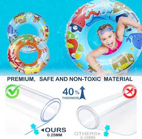 Vista 4 de Juego de flotadores de piscina para niños de 3 a 6 años, tubos interiores con temática de pirata y dinosaurio para diversión de verano, tubos