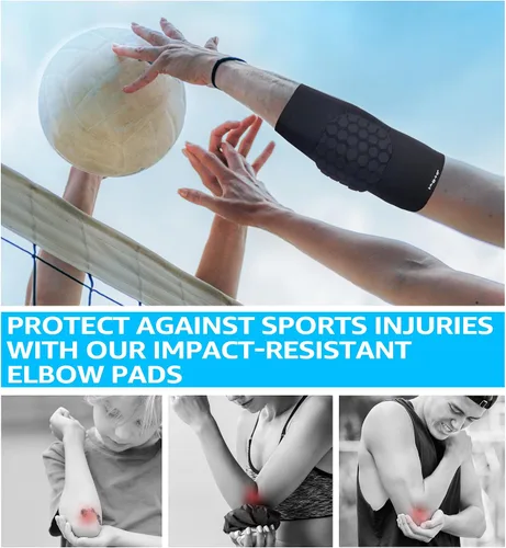 Vista 4 de HiRui Coderas de codo para adolescentes, hombres y mujeres - Protección de codo para baloncesto y béisbol para evitar colisiones y brindar soporte
