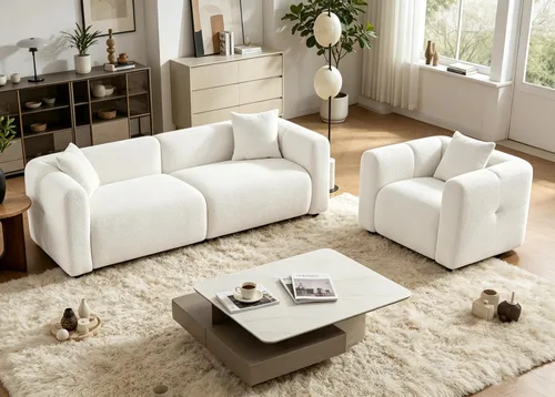 Vista 20 de VANOMi Juego de sofá modular seccional extragrande en forma de nube con sofá de 95" y sillones de 42" para sala de estar, juego de muebles tapizados