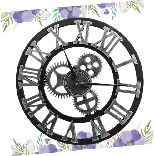 Vista 5 de DECHOUS Reloj de pared de engranajes industriales, gran reloj de pared moderno y creativo, decoración retro chic