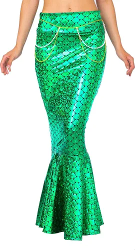 Vista 6 de Spooktacular Creations Disfraz de falda de sirena brillante con holograma metálico para adultos, juego de rol