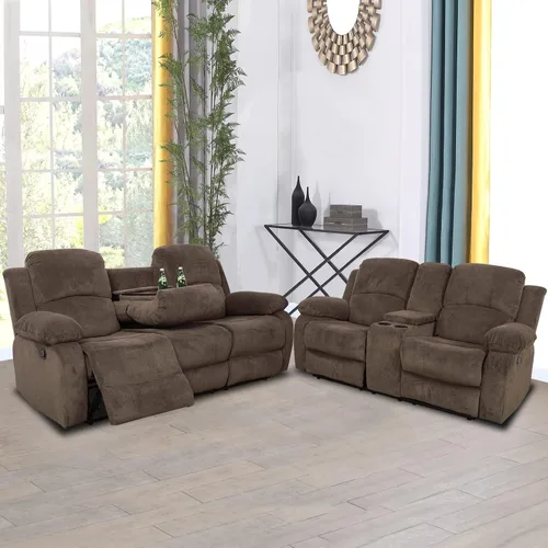 Vista 54 de A Ainehome Juego de Muebles de Sala de Estar de Cuero Reclinable Juego de Sofá Sillón Loveseat Juego de Muebles Sofá para Sala de Estar/Espacio