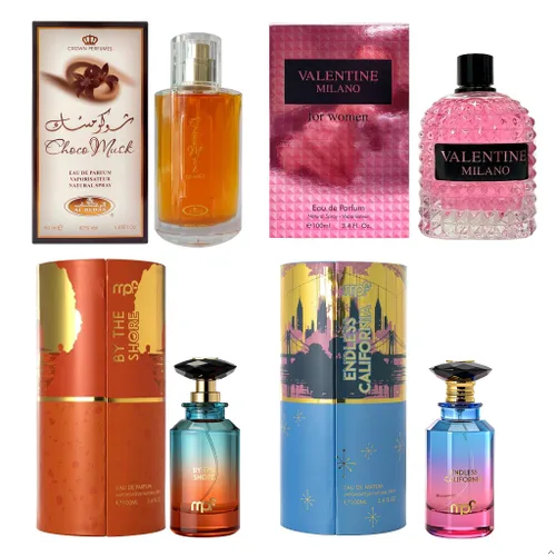 Vista 26 de AFLUXE Set de perfume para mujer, 4 piezas, colección Eau De Parfum de larga duración, almizcle Choco/Milano Mujer/6pm Rosa/7AM Fresh