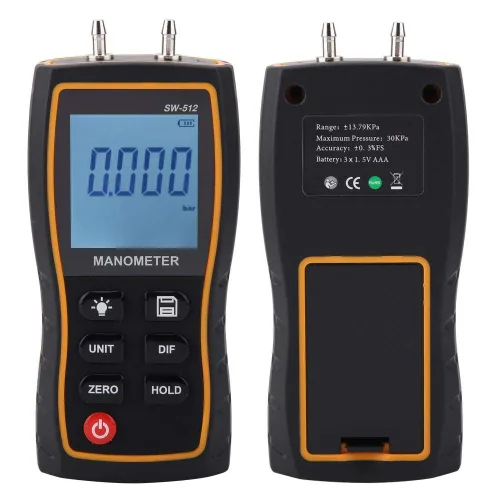 Vista 3 de Manómetro diferencial profesional de la presión diferencial de Digitaces SW-512B alto manómetro