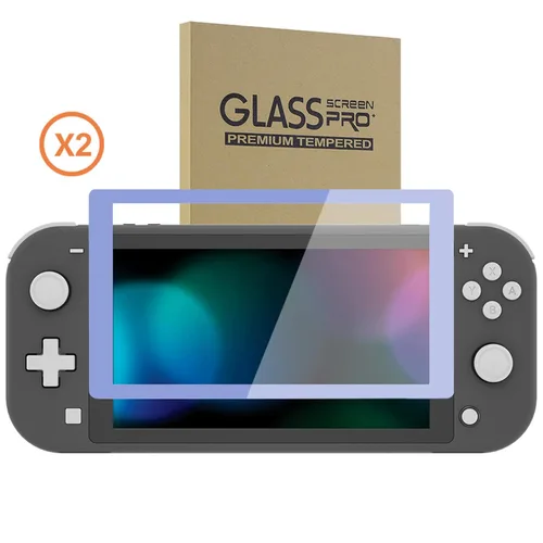 Vista 9 de eXtremeRate 2 Pack Light Violet Border Transparent HD Clear Saver Protector Film, Tempered Glass Screen Protector for Nintendo Switch Lite