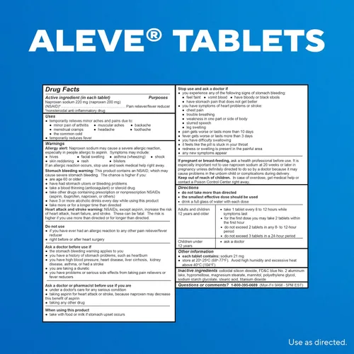 Vista 7 de Aleve Tabletas para aliviar el dolor y reducir la fiebre, naproxeno sódico, dolor de cabeza, dolor de espalda y cuerpo, 270