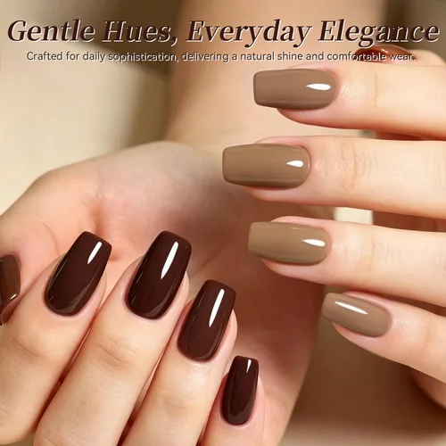 Vista 6 de BORN PRETTY Esmalte de uñas de gel de 6 colores marrón óxido, rojo moca, borgoña Juego de esmaltes de gel de otoño e invierno, tonos beige verde