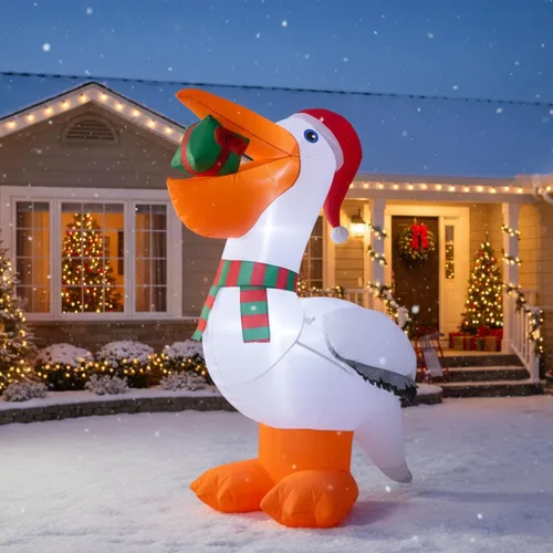 Vista 8 de Shappy - Decoración inflable gigante de Navidad de 1.49 m con tortuga con gorro de Papá Noel, decoración inflable con luces LED de Navidad