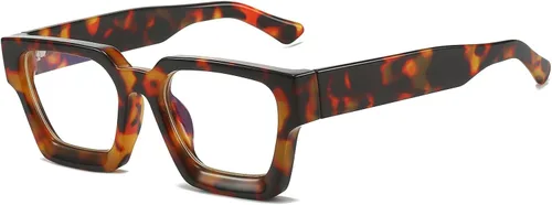 Vista 9 de LJCZKA Gafas cuadradas con bloqueo de luz azul para mujeres y hombres, marco grueso, anteojos para juegos de computadora, anteojos antifatiga ocular