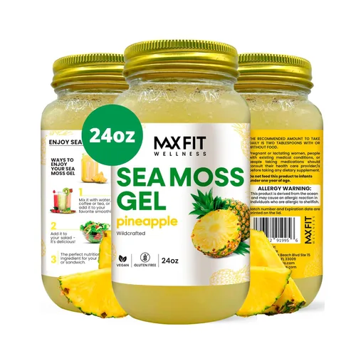 Vista 20 de Gel de musgo marino crudo (12 sabores) de 24 onzas, gel de musgo marino dorado silvestre de Santa Lucía 92 vitaminas y minerales puro crudo +