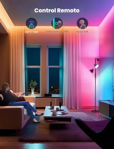 Vista 7 de SIBRILLE RGBCW Lámpara de Pie, Lámpara de 36W de Cambio de Color Brillante, Moderna Lámpara de Pie LED RGB Regulable Sin Escalones con Control