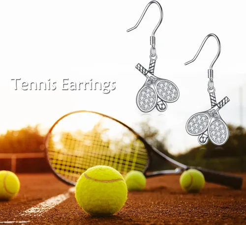 Vista 5 de YAFEINI Golf Hockey Tennis Baseball Lacrosse Stick Earrings Gifts Sterling Silver Golf Hockey Club And Ball Lacrosse Stick Dangle Earrings
