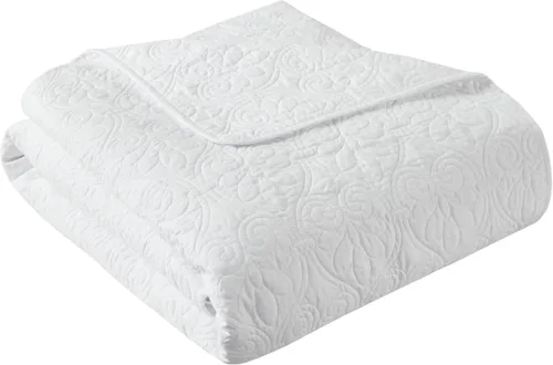 Vista 11 de Madison Park Manta Throw - Diseño de Acolchado Damasco Reversible, Microfibra Suave Prelavada, Colcha Rellena de Algodón, Manta de Verano Acogedora