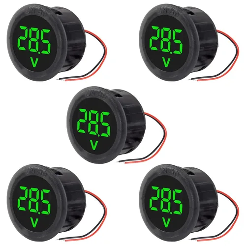 Vista 9 de 5 piezas DC 4-100V medidor de voltaje digital LED para auto, voltímetro de 2 cables redondo, medidor de voltaje y corriente digital DC, detector