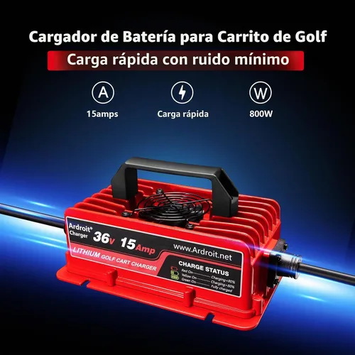Vista 2 de Cargador de batería de litio de 36 V, carga rápida de 43.8 V 15 A para carrito de golf, impermeable IP67, cargador de litio de 36 voltios y 15
