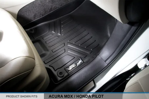 Vista 3 de SMARTLINER Juego de tapetes de piso de ajuste personalizado de 2 filas compatibles con Acura MDX 2014-2020