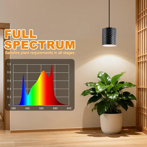 Vista 3 de Lámpara colgante de crecimiento de plantas de interior, espectro completo de 25 W, lámpara de planta de ángulo ajustable, adecuada para iluminación
