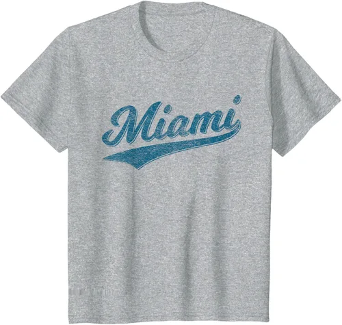 Vista 27 de Camiseta de estilo vintage de Miami Florida VARSITY SCRIPT Sports, gris, S