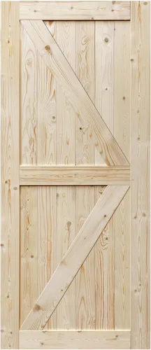 Vista 7 de S&Z TOPHAND® Puerta de granero de 24 x 84 pulgadas, puerta de granero con refuerzo británico sin acabar de 20-60 pulgadas/estilo moderno/madera
