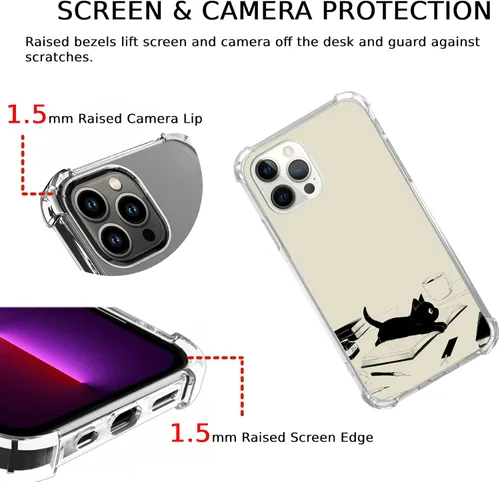 Vista 3 de Funda de gato negro y libros compatible con iPhone 15 Pro Max, bonita funda de gato negro para iPhone 15 Pro Max, funda de TPU para teléfono