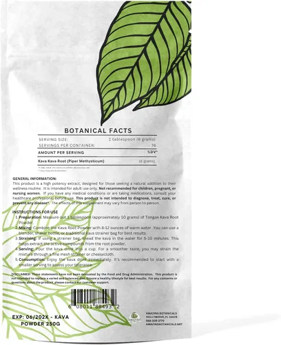 Vista 2 de Amazing Botanicals Kava Tonga 100% Noble Pure Tongan Kava Suplemento herbario, 16 onzas, 1 libra, bolsa de 1 libra de kava tonga pura más fina