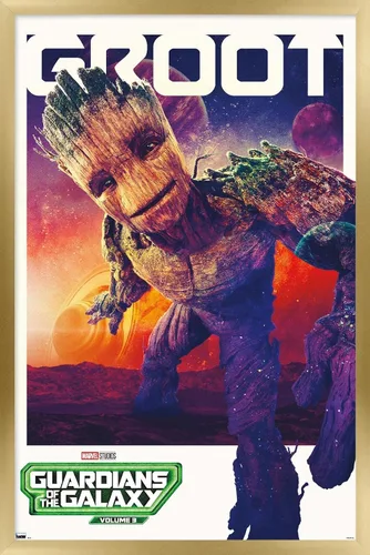Vista 17 de Trends International Marvel Guardianes de la Galaxia Vol. 3 - Póster de pared Groot One Sheet 22.4L x 14.7W, versión enmarcada de madera de granero