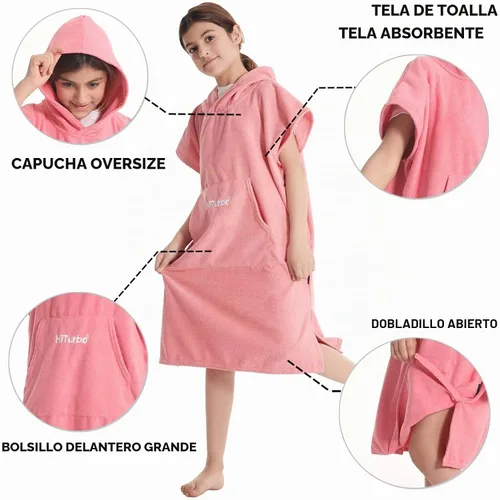 Vista 3 de Hiturbo Poncho de toalla de baño para niños: toallas de natación