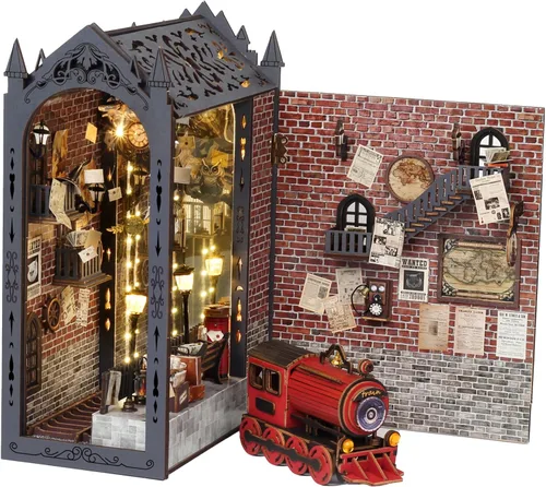 Vista 10 de Suruim - Kit de manualidades para rincón de libros, rompecabezas para sujetalibros, miniatura, biblioteca, estante de libros, inserto