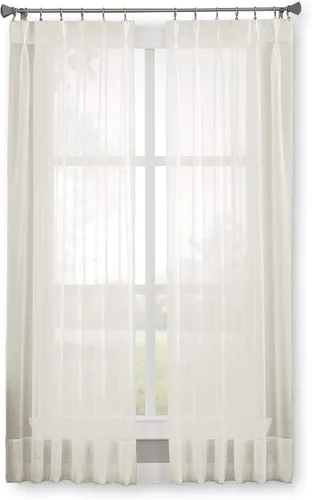 Vista 2 de Curtainworks Soho Panel de Cortina Transparente de Gasa con Pliegues Pinzados, 29 por 63 pulgadas, Ostra