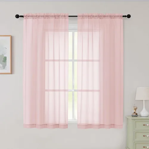 Vista 117 de 2 paneles de cortinas traslúcidas blancas para dormitorio, sala de estar, 96 pulgadas de largo, modernas, suaves, ligeras, con bolsillo para barra