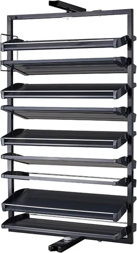 Vista 8 de Organizador de zapatos giratorio de 360° de metal para armario de zapatos, organizador vertical para armario de dormitorio pequeño, almacenamiento