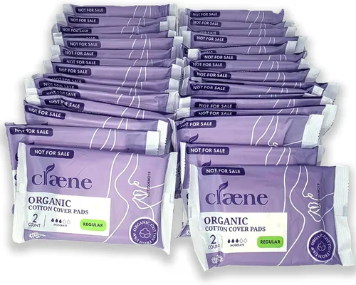 Vista 7 de Claene Almohadillas de algodón orgánico, sin crueldad, almohadillas menstruales para mujer, sin perfume, transpirables, veganas, servilletas