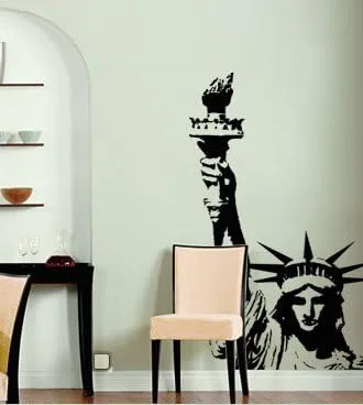 Vista 3 de Vinilo calcomanía de pared Estatua de la libertad enorme (color negro) # 136 a 40"x62