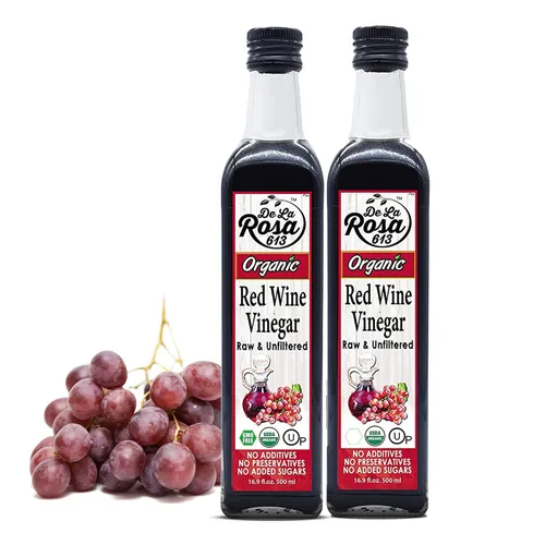 Vista 10 de De La Rosa - Vinagre de vino tinto orgánico, crudo y sin filtrar, Kosher para Pascua, vegano, sin OMG y sin gluten, ideal para aderezos de ensalada