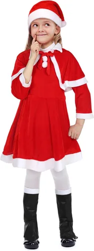 Vista 4 de Geyoga Bonitos trajes de Navidad que incluyen zapatos con sombrero y otros accesorios para cosplay de niños (estilo fresco, M)