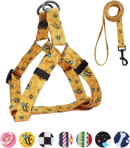 Vista 27 de QQPETS Juego de correa de arnés para perro, ajustable, resistente, sin tirones, arnés halter para perros de razas pequeñas, medianas y grandes, clip