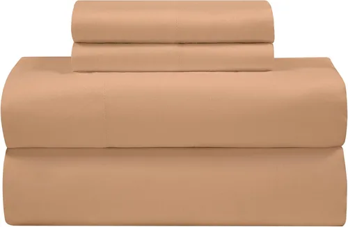Vista 24 de ROYALE LINENS Juego de sábanas de 300 hilos 100% algodón peinado de fibras largas, 4 piezas, 1 sábana bajera, 1 encimera y 2 fundas de almohada