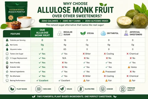 Vista 2 de Allulose Monk Fruit Edulcorante sin eritritol – Sustituto de azúcar granulado sin calorías de 28 onzas – Reemplazo de azúcar 1:1 para hornear, café