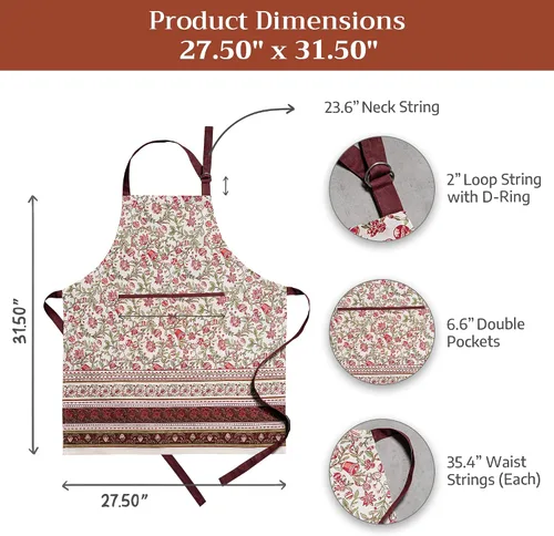 Vista 964 de Maison d' Hermine Delantales para mujer con bolsillo, 100% algodón (27.50 x 31.50 pulgadas)