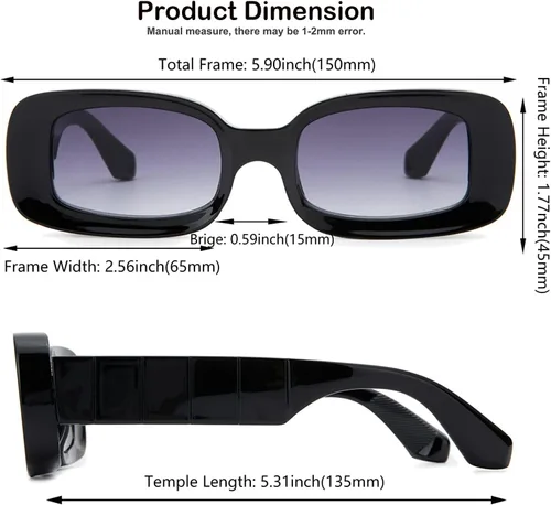 Vista 5 de Y2K - Lentes de sol rectangulares de moda para mujeres y hombres, estilo retro de los años 90, color rojo, rosa, verde, montura cuadrada gruesa