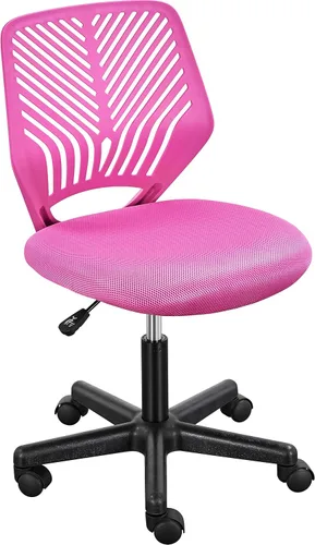 Vista 12 de Yaheetech - Silla de escritorio pequeña, asiento giratorio ajustable sin brazos, color negro
