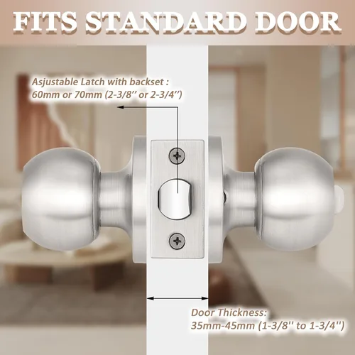 Vista 3 de Probrico Paquete de 1 pomo redondo para puerta de cama/baño, función de privacidad para baño/dormitorio, manija