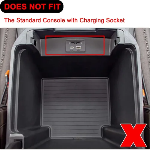 Vista 2 de TOPINSTALL Bandeja de Consola Deslizante Eléctrica Compatible con Accesorios Chevy Tahoe/Suburban/GMC Yukon 2021-2026, Organizador de Reposabrazos
