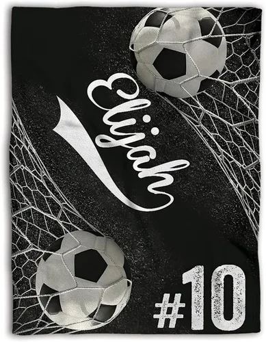 Vista 8 de Pelotas de fútbol personalizadas, número de nombre personalizado, manta de forro polar Sherpa de alta calidad, impresa en 3D, cálida, esponjosa