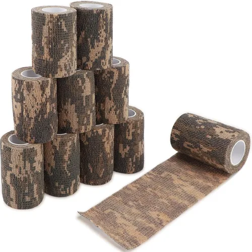 Vista 8 de DROK 4/10 Rollos de Cinta de Camuflaje Autoadhesiva, Vendaje de Camuflaje para Deportes al Aire Libre, Escalada, Camping, 2/3 Pulgadas x 4.5 Metros